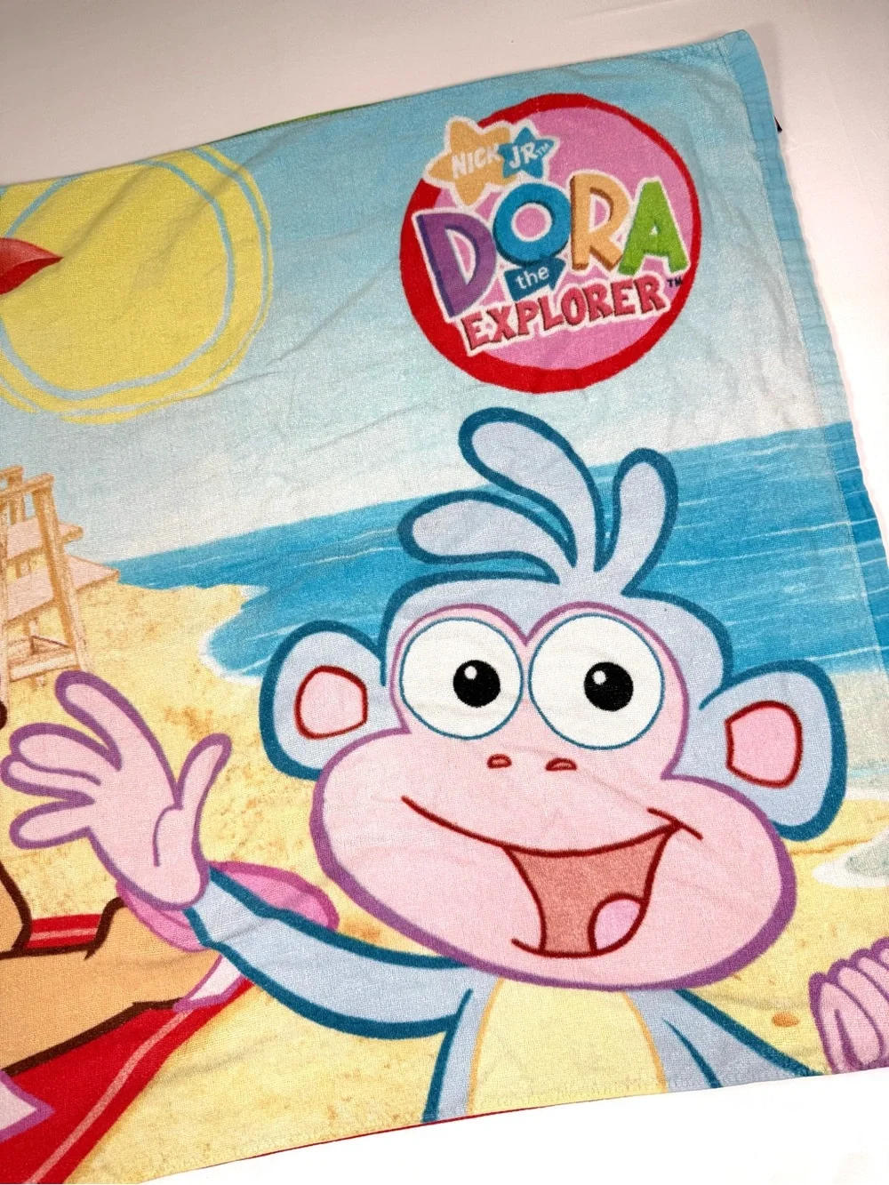 VINTAGE NICKELODEON Dora The Explorer Boots Beach Towel 2007 Nick Jr Pool Bath